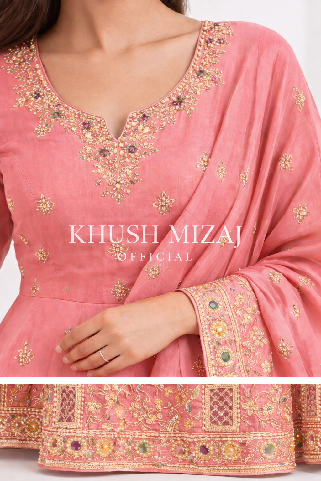 Blush Rose Embroidered Anarkali Set