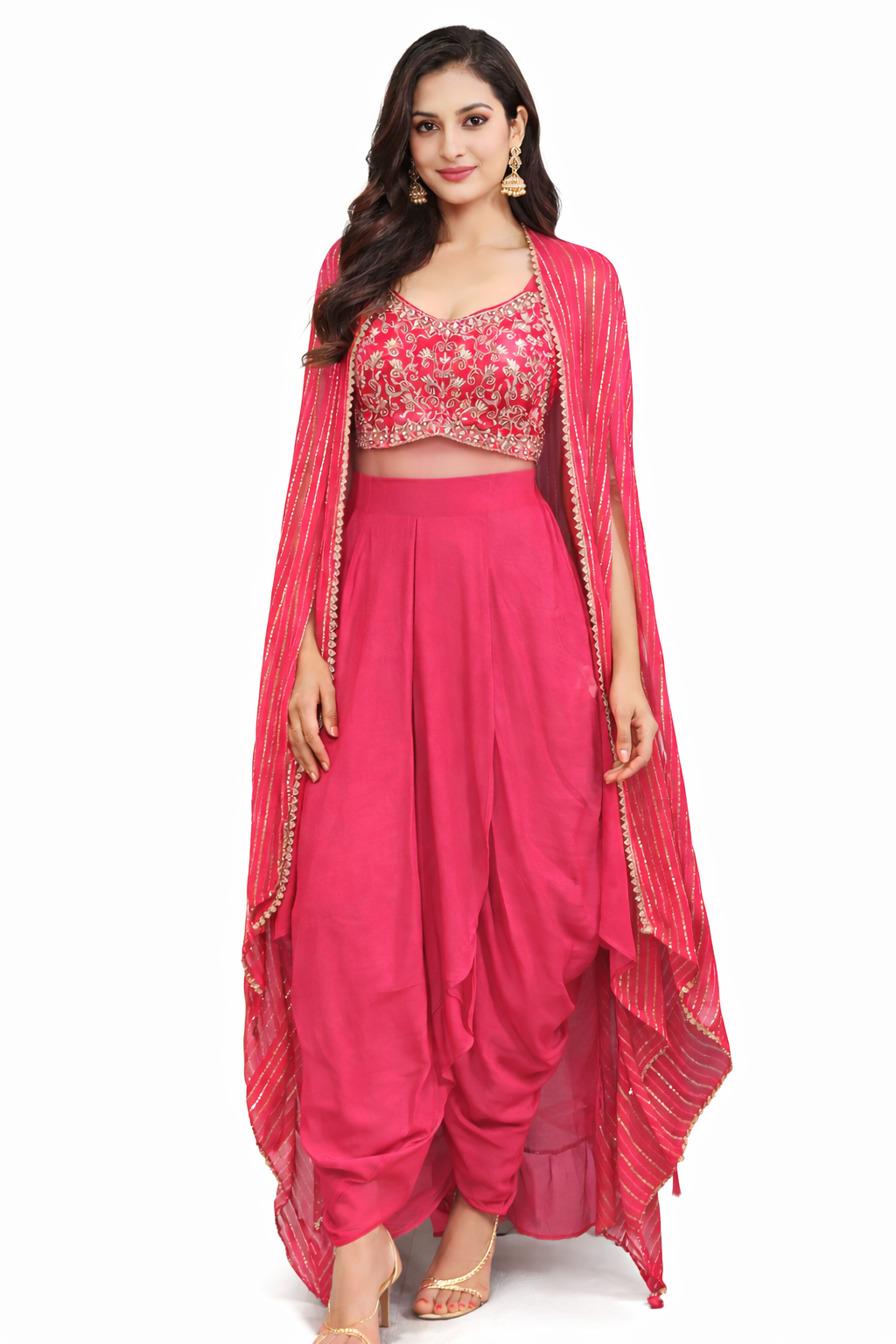 Embroidered Dhoti Skirt Set