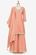 Peach Embroidered Sharara Set
