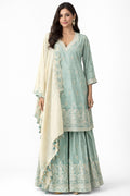 Mint Green Embroidered Sharara Set