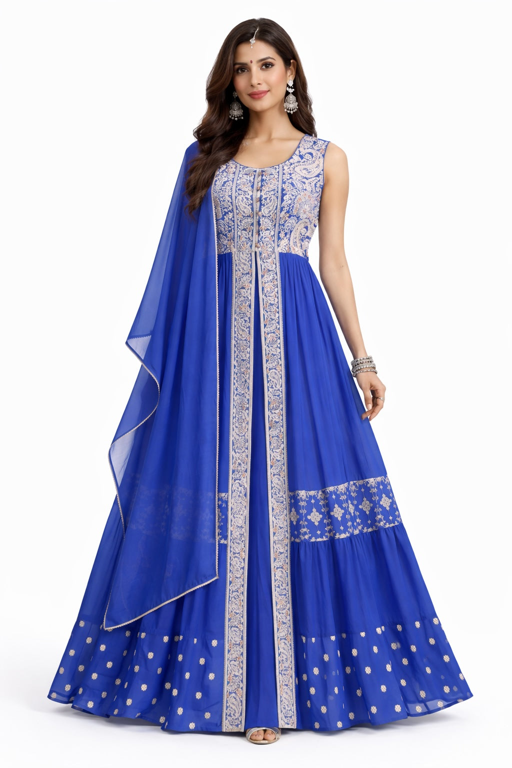 Embroidered Tiered Anarkali Set