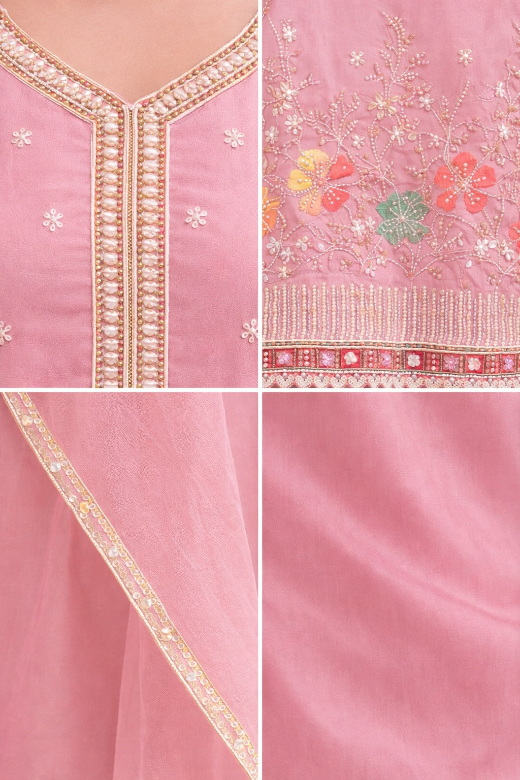 Blush Bloom Embroidered Sharara Set