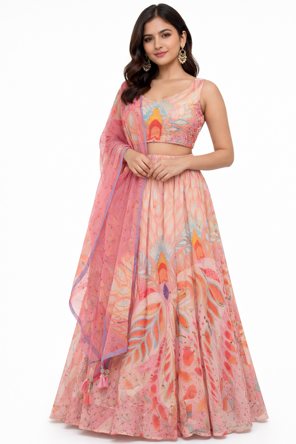 Blush Bloom Printed & Sequin Lehenga Set