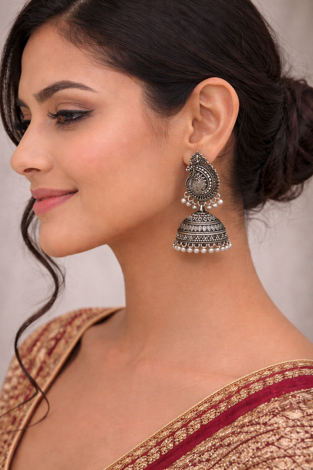 Oxidized Jhumka Earrings