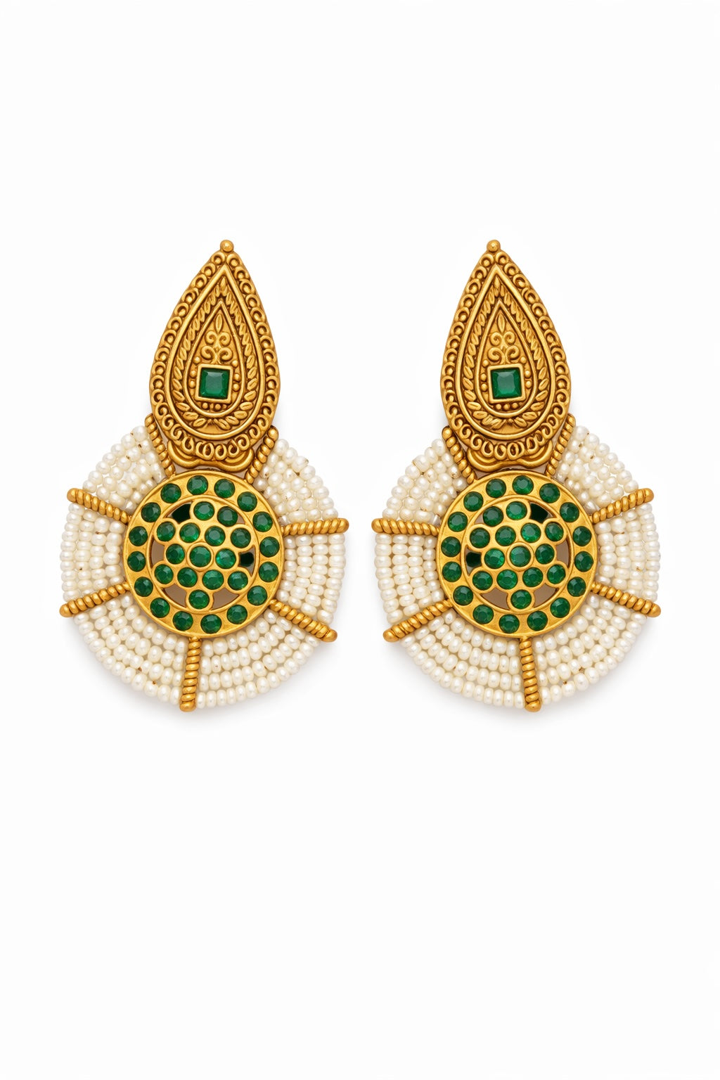 Rajwada Emerald Pearl Earrings