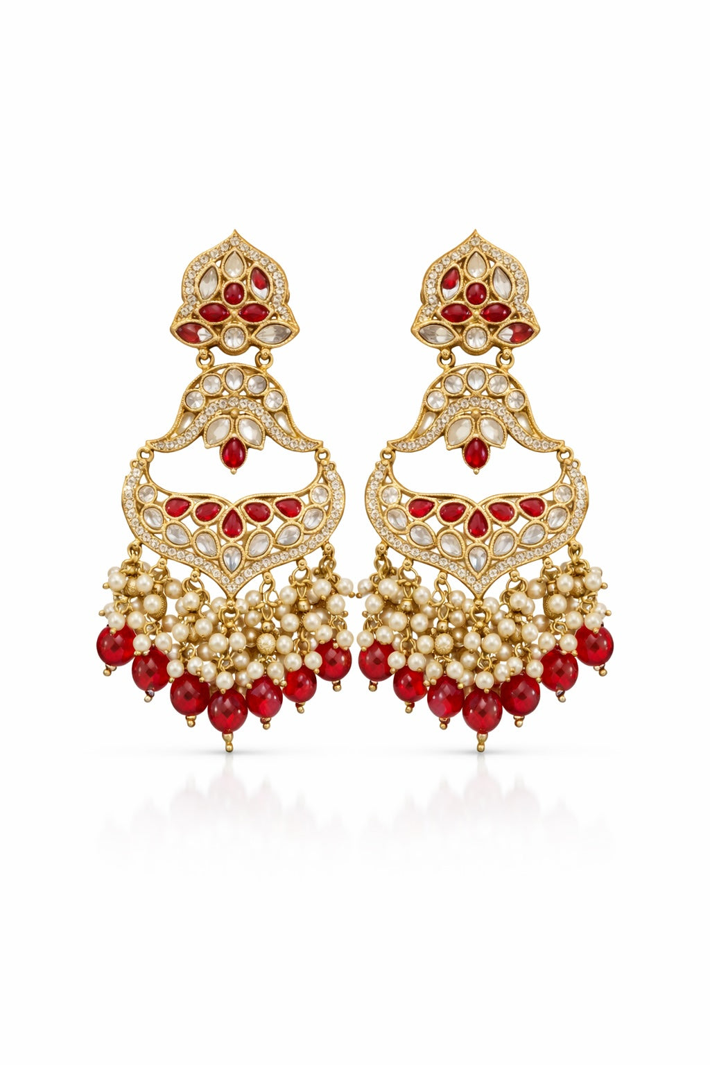 Noor-e-Jahan Kundan Pearl Chandbali Earrings