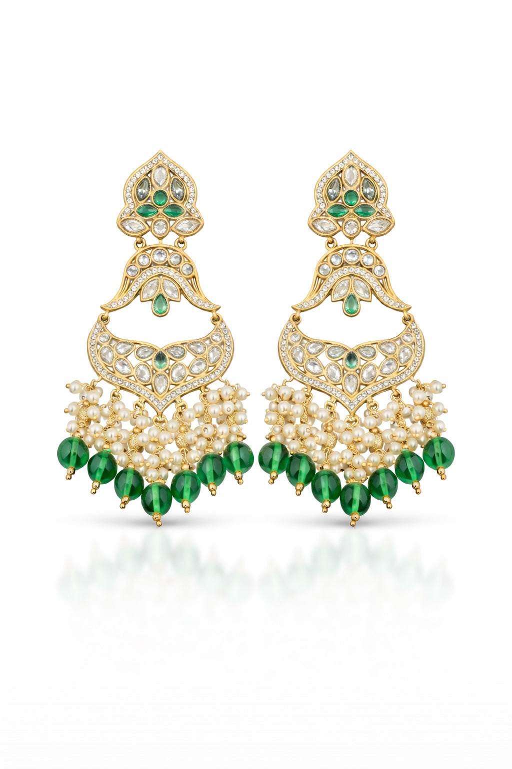 Noor-e-Jahan Kundan Pearl Chandbali Earrings
