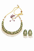 Jewelry set with necklace and earrings on a white background