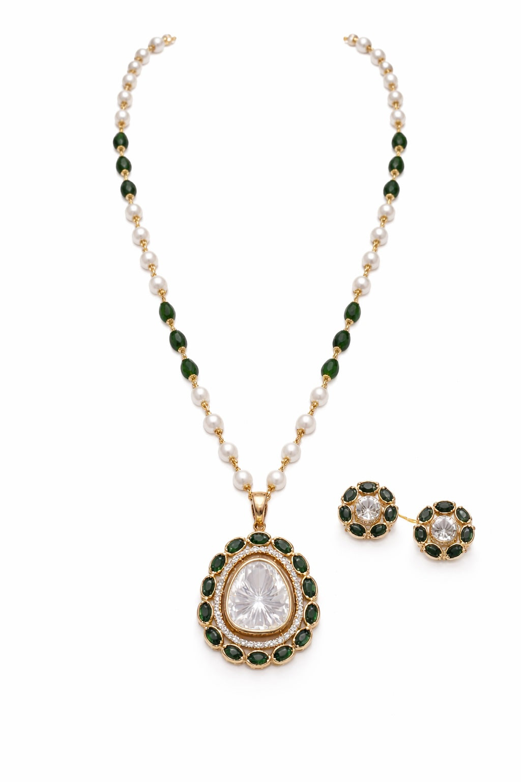 Emerald Pearl Elegance Pendant Set